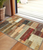 YIHOUSE Brown Entryway Rug 2x3, Small Burnt Orange Area Rug, Vintage Welcome by YIHOUSE
