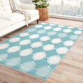 Aqua and White Area Rug, Machine Washable, Non Slip, Fade Resistant, Stain by Unknown