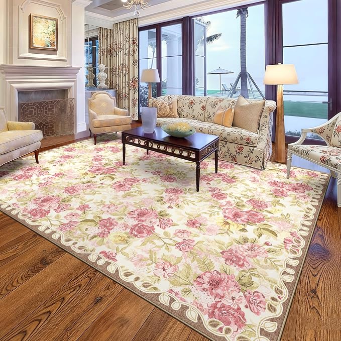 8x10 Machine Washable Area Rug for Living Room, Kids and Pets Friendly for by GERUIMO