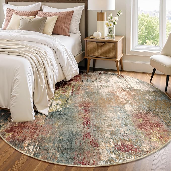 Washable Area Rugs 6ft Non-Slip Modern Abstract Soft by RELEANY