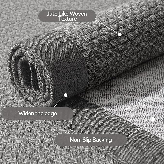 Front Door Mat 2'x3', Jute Like Non-Slip Indoor Mat Entrance, Woven Washable - Image 3