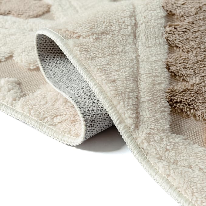 Ivory Brown 4x6 Area Rug Washable Moroccan Shag Office Carpet Non Slip Soft - Image 7