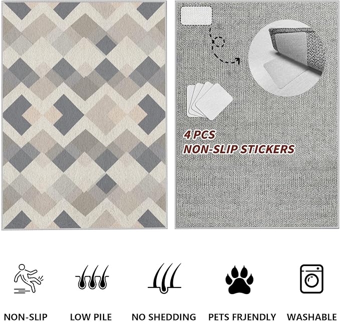 Modern Area Rug Living Room Rugs 2x3, Minimalist Soft Boho Geometric Rug - Image 7