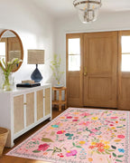 Boho Washable Area Rug 6x9 for Living Room, Kitchen or Dining Room, Soft Floral - Image 5