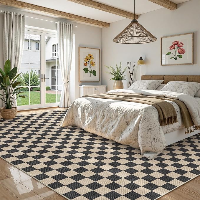 LIVEBOX 10x14 Area Rugs for Living Room, Checkered Non-Slip Washable Rugs - Image 6