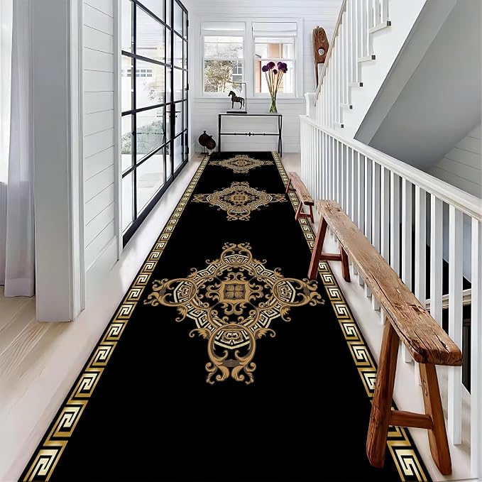 Vintage Baroque Art Long Hallway Rugs Runners, Luxury European Geometric Living - Image 3