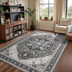 4x6 Black Grey Area Rug for Living Room, Machine Washable Rugs - Image 3