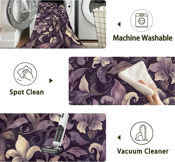 Purple Luxury Floral Texture Rug - Image 3