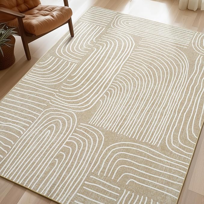 Phantoscope Washable Area Rug 5'x7' Non-Slip, Modern Neutral Boho Rugs by Phantoscope