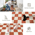 Machine Washable 5x7 Area Rugs for Living Room Checkered, Non Slip Soft Low - Image 7