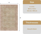 Bavni 4x6 Vintage Floral Rug, Washable Non Slip Area Rug - Image 2