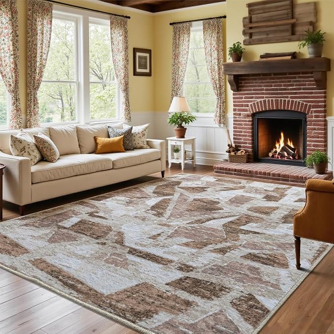 8X10 Area Rugs for Living Room Bedroom, Modern Abstract Large Carpet Washable by IGEMAEVE