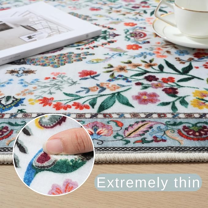 Rugcomf Runner Rug Washable Kitchen Runner 2'x 6'Runner Rug Floral Non-Slip - Image 2