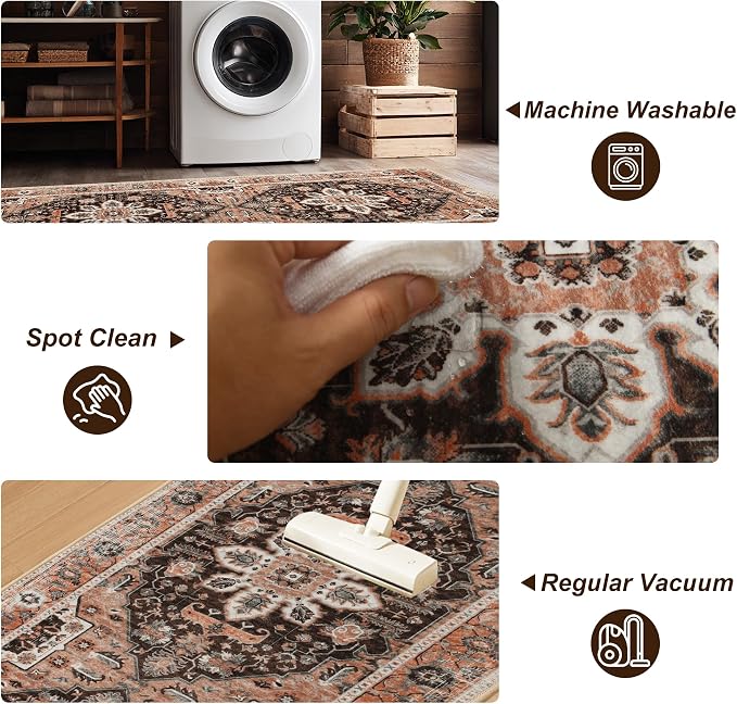 XWZO Runner Rug 2x10ft for Long Hallways, Washable Non-Slip Low Pile Area Rug - Image 5
