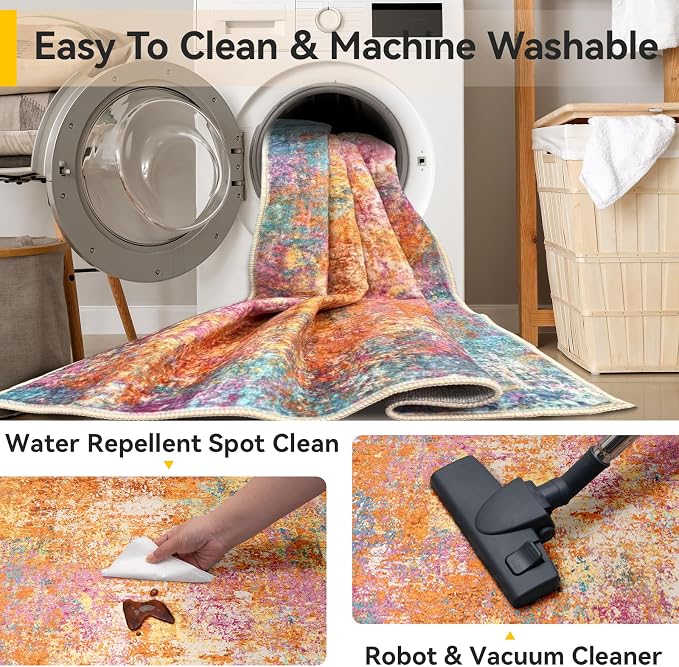 Washable Area Rugs 2'x3' Non-Slip Modern Abstract Soft - Image 5