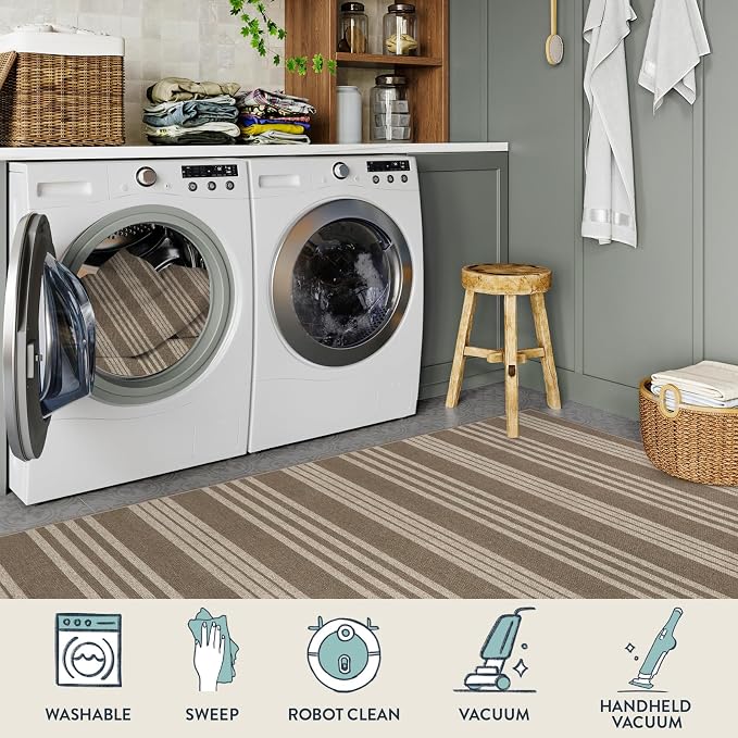 Lahome Striped Easy Jute 2x6 Runner Rug, Farmhouse Kitchen Rugs Non Slip - Image 5