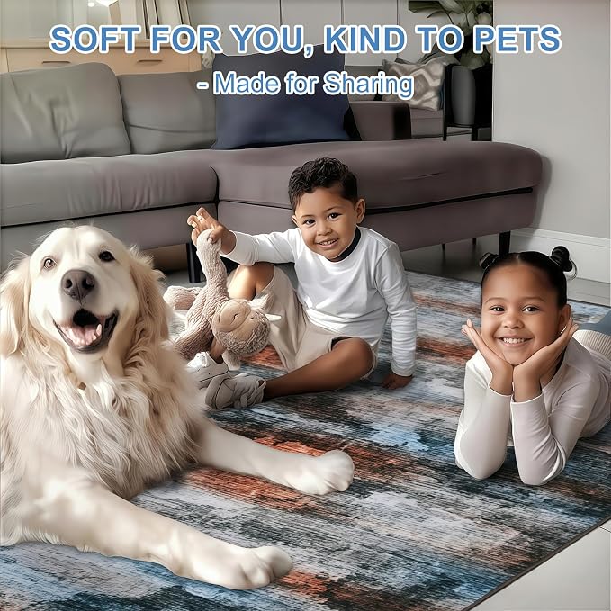 WILLSUN Washable Area Rugs, 4x6 Non-Slip Boho Large Area Rugs - Image 3