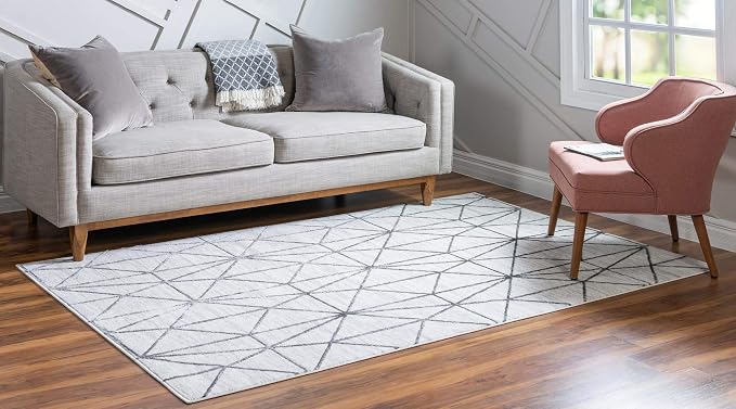 Rugs.com Lattice Trellis Collection Rug – 6' x 9' White Low-Pile Rug Perfect - Image 7