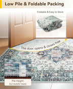 Area Rugs 6'x8' Washable Non-Slip, Floral Vintage Distress Print Pattern - Image 4