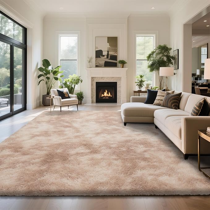 Fluffy Rug Shaggy Area Rug, Mottling Beige 6x9 Area Rugs by Yongyangjuxi