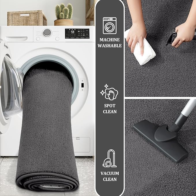 Large Modern Area Rugs for Living Room Bedroom, 6x9 Feet Dark Grey Ultra Soft - Image 6