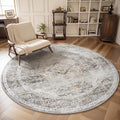AMOAMI-6FT Round Rug-Rugs for Living Room-Vintage Soft Grey Rugs for by AMOAMI