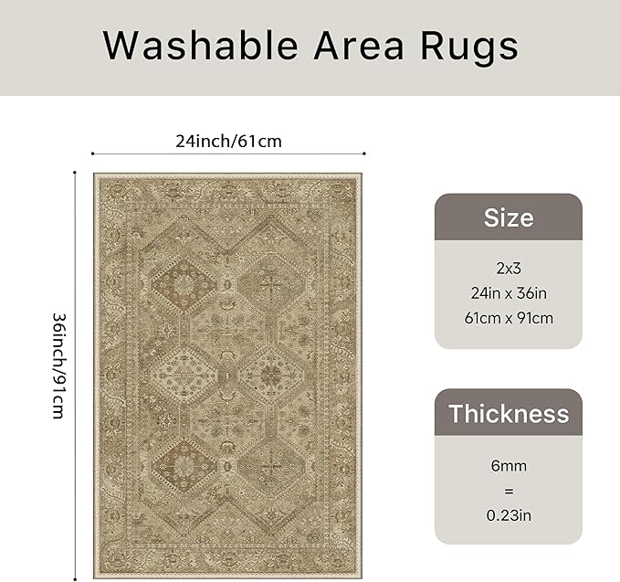 Bavni Clearance 2x3 Rugs for Entryway Indoor, Machine Washable Area Rug Non Slip - Image 2