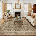 8x10 Washable Area Rug for Living Room Bedroom Brown Vintage Large Distressed by WondRg