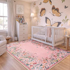 Wonnitar Washable 4x6 Rug, Soft Non-Slip Nursery Area Rug, Floral Rugs Kids - Image 2