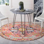 Lahome Bohemian Floral Medallion Round Rug - 4Ft Hot Pink Soft Round Area Rug - Image 9