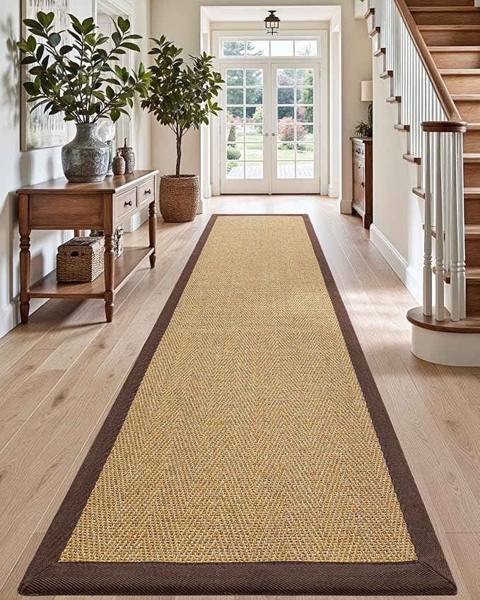 DEXI Hallway Runner Rug 3x7 Jute, Woven Braided Sisal Runner Non Slip, Entryway by DEXI