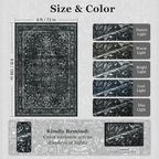 Distressed Black Rugs for Living Room 6x9, Low Pile Thin Area Rugs for Bedroom - Image 2
