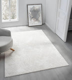Adel Modern Area Rug for Living Room, 4x6 Rustic Distressed Abstract Cream by RUGGERRUGS