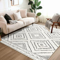 Area Rug 8x8 Rug Machine Washable Non-Slip Low Pile Print Pattern Western Rug by BESTSWEETIE