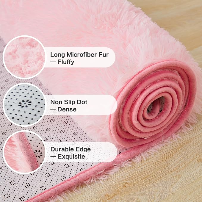 Andency 6x9 Area Rugs Pink, Large Shag Fluffy Soft Shaggy Rugs - Image 5