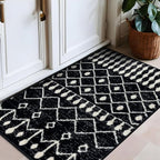 Rugshop Boho Black and White Tribal Area Rug – Geometric Diamond and Stripe - Image 6