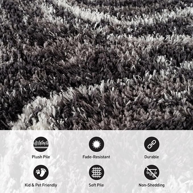 Rugshop Abstract Marble Shag Area Rug Anthracite Dark Gray 2' x 3' Ideal - Image 4