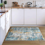 Entrance Rugs Indoor 2x3 Blue Entry Rug Washable Abstract Small Area Rug - Image 7