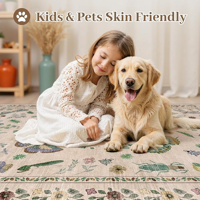 5x8 Non-Slip Insect Print Rug - Image 5