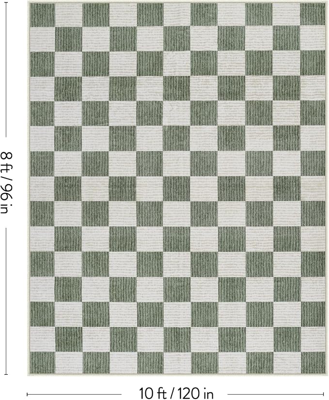 LIVEBOX 8x10 Area Rugs for Living Room, Checkered Non-Slip Washable Rugs - Image 2