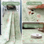 Wonnitar Green Area Rug for Living Room, Floral Bow 8x10 Washable Rug, - Image 5