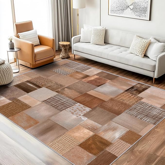 Patchwork Rug, Washable 5x8 Rug by Unknown
