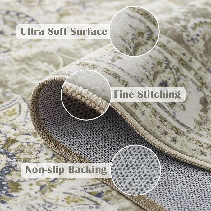 jinchan Fiora 6x9 Area Rug for Living Room Washable Soft Throw Rug Ultra-Thin - Image 6