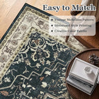 Large Vintage Area Rugs 9x12 for Living Room, Dark Distressed Medallion Printed - Image 5