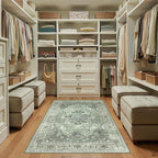 Area Rugs 3'x4' Washable Non-Slip, Floral Vintage Distress Print Pattern - Image 2
