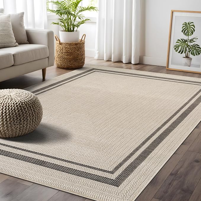 Beverly Rug Easy Jute Bordered Rug 10x14 Washable Large Indoor Outdoor Area Rugs - Image 9