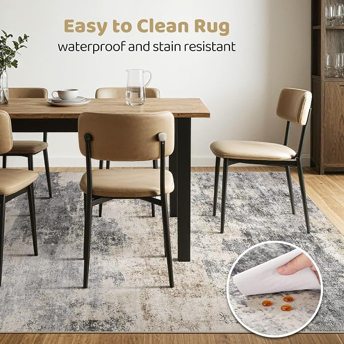 Area Rug Living Room Rugs: 5x7 Washable Large Abstract Modern Soft Stain - Image 6