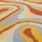 Irregular Shaped Handmade Wool Area Rug | Modern Colourful Stripe Premium - Image 5