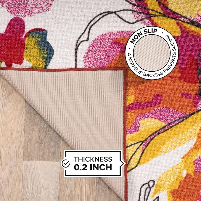 Rugshop Modern Bright Flowers Non-Slip - Image 4