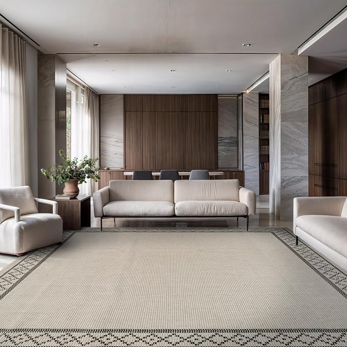 Easy Jute Rugs 10x14 Frame Bone Color Living Room Indoor Outdoor Area Rug - Image 4